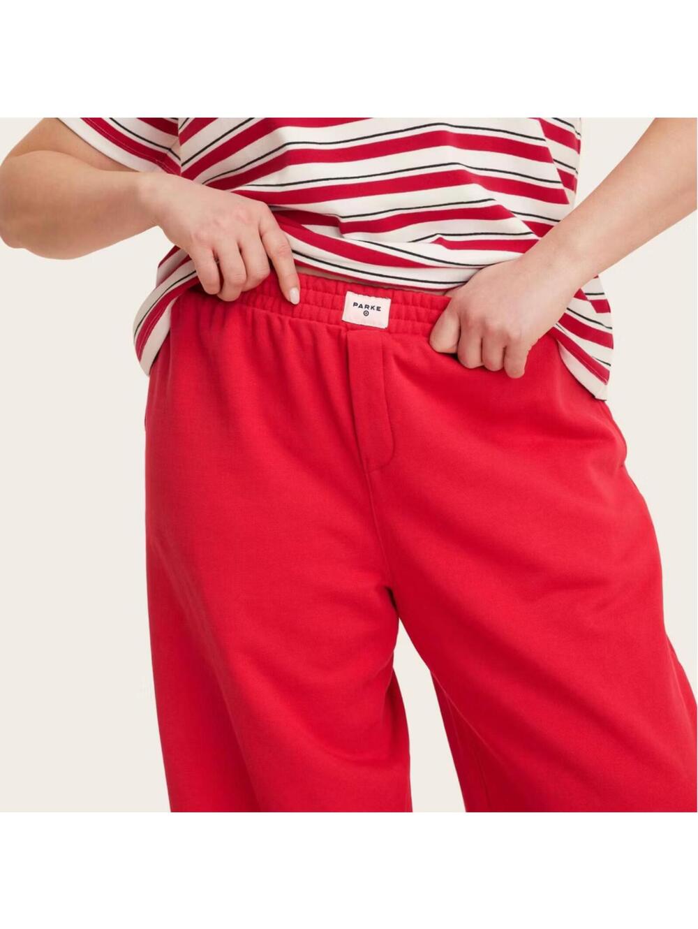 Parke Target Pants Knit Red Striped High Rise Boxer Pants Womens 1X (18) Lounge